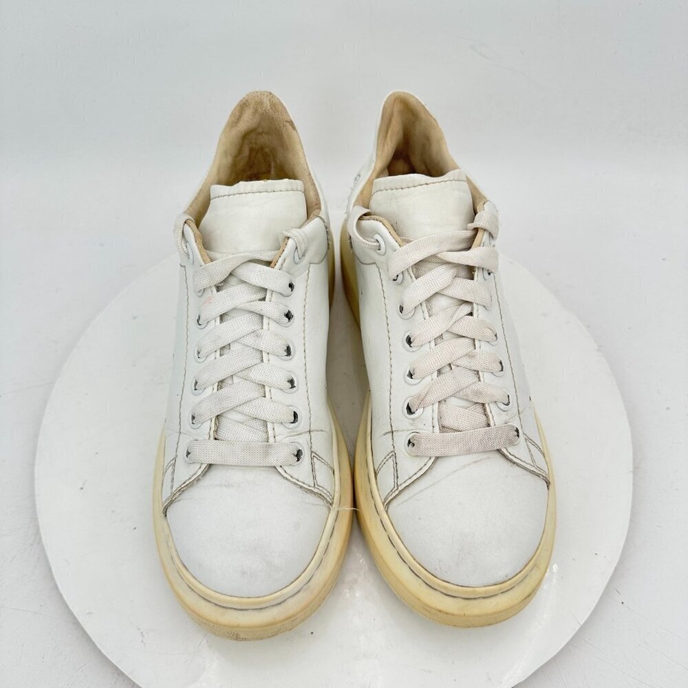 Alexander McQueen Women Size 7 White Leather Lace Up Platform Casual Shoes - Picture 3 of 13